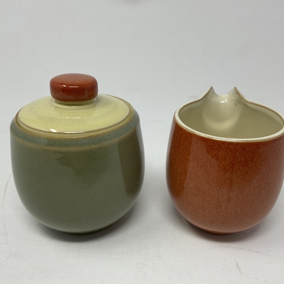 Denby Fire (retired) Stoneware Cream & Lidded Sugar Set - Picture 2 of 8